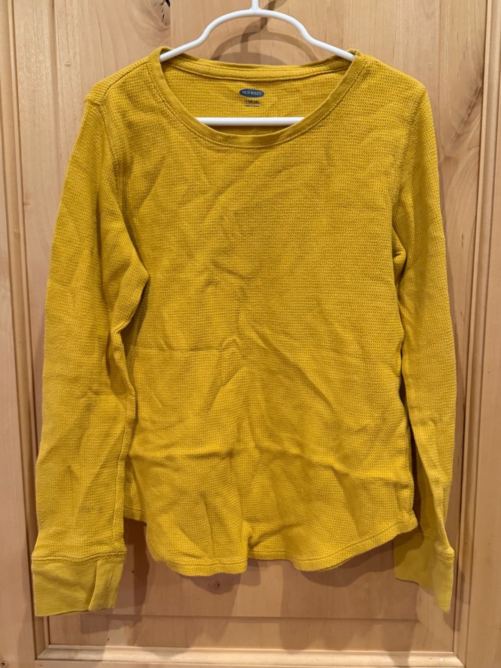 Old Navy Kids Mustard Yellow Waffle-Knit Long Sleeve Tee